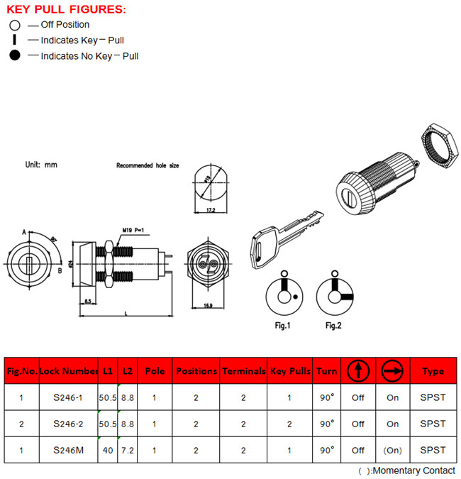 19mm电源锁开关 19mm电源锁开关