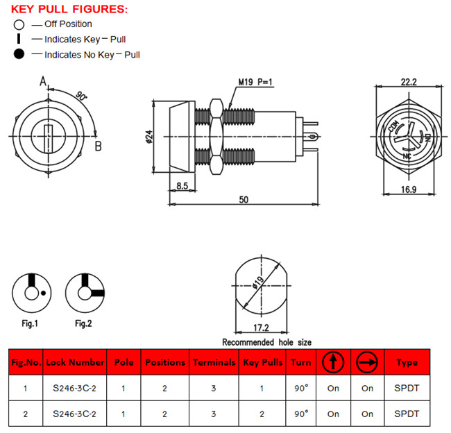 19mm电子锁开关 19mm电子锁开关