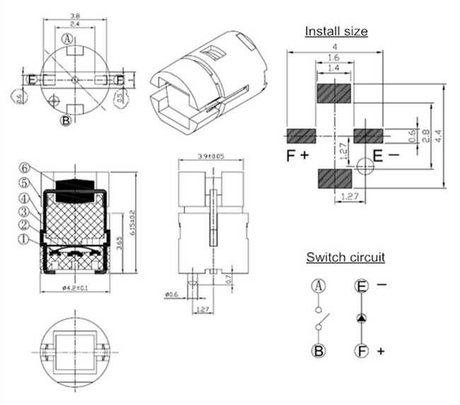 4x6带灯轻触开关 4x6带灯轻触开关