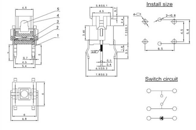 6.0x6.0带灯轻触开关 6.0x6.0带灯轻触开关