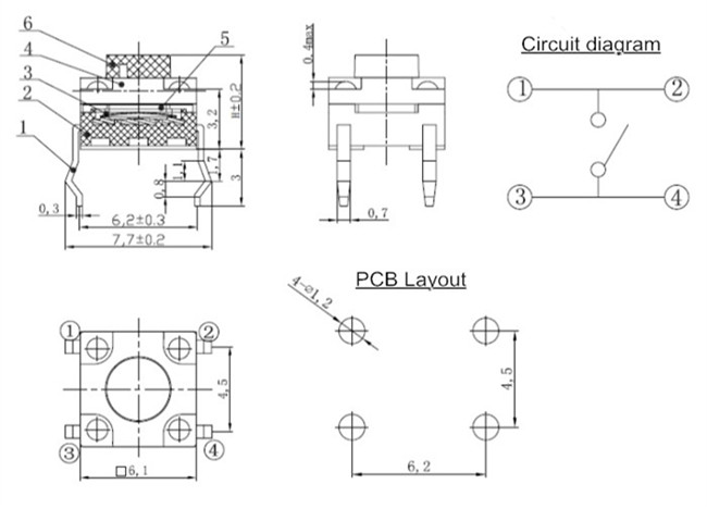 4脚轻触开关 4脚轻触开关