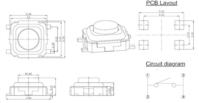 3x3贴片轻触开关 3x3贴片轻触开关