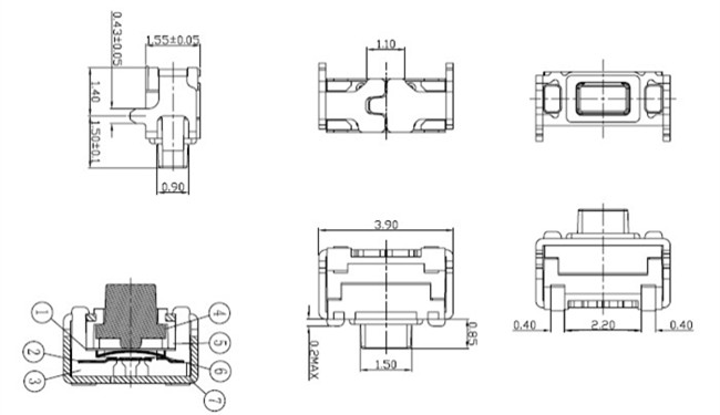 2x4贴片轻触开关 2x4贴片轻触开关