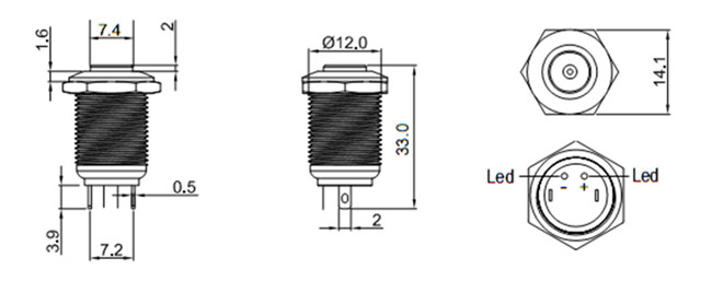 12mm金属按键开关