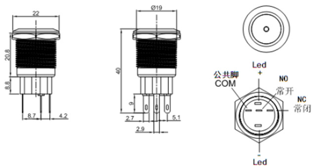 带灯金属按键开关 带灯金属按键开关