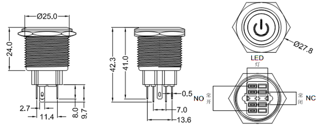 25mm带灯金属开关 25mm带灯金属开关